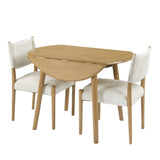 3-Piece Dining Set, Drop-leaf Round Dining Table Set with 2 Upholstered Armless Chairs for Kitchen, Dining Room, Space Saving