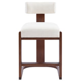 Set 2 Counter Stools Rubberwood Bar Stool with Padded Seat & Sturdy Modern C-shaped Base for Breakfast Nook Kitchen Island, White+Walnut
