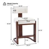 Set 2 Counter Stools Rubberwood Bar Stool with Padded Seat & Sturdy Modern C-shaped Base for Breakfast Nook Kitchen Island, White+Walnut