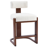Set 2 Counter Stools Rubberwood Bar Stool with Padded Seat & Sturdy Modern C-shaped Base for Breakfast Nook Kitchen Island, White+Walnut