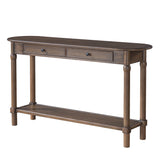 Solid Console Table Entryway Accent Table Storage Sofa Table Display Stand with 2 Drawers & Shelf, Walnut