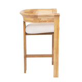 Set of 2 Padded Bar Stools Rubber Wood Counter Stools with Ergonomic Curved Back for Breakfast Nook Kitchen Island, Beige, Natural