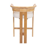Set of 2 Padded Bar Stools Rubber Wood Counter Stools with Ergonomic Curved Back for Breakfast Nook Kitchen Island, Beige, Natural