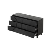 6 Drawer Fluted Dresser, Chest of Drawers with Anti-Tip Device, Clothes Storage Organizer for Bedroom, Living Room, Entryway