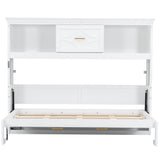 Twin Size Murphy Bed Wall Bed with Charging Station, Storage Drawer & Cabinets, Foldable Bed Cabinet Bed