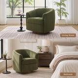 360° Swivel Accent Chair Upholstered Barrel Chair Ergonomic Armchair Comfy Reading Chair with Curved Backrest, Green