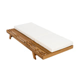 Outdoor Chaise Lounge Patio Daybed Recliner Lawn Sunbathing Bed with Adjustable Back & Water-resistant Cushion,Cream&Teak