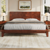 Full Size Platform Bed Frame with Headboard, Mid-Century Modern Style Bed Frame