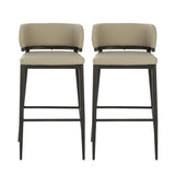 Set of 2 Leathaire Counter Height Bar Stools, Armless Chairs with Metal Frame & Footrest for Kitchen Island, Dining Room