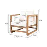 Outdoor Accent Chair Patio Club Chair Leisure Armchair with Weather-resistant Cushion & Acacia Wood Frame