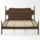 Retro King Size Platform Bed Frame with Curved Tall Headboard & Turned Spindle Legs for Bedroom, No Box Spring Needed