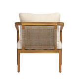 Patio Accent Chair Outdoor Club Chair Porch Leisure Armchair with Water-resistant Cushion & Weather-Resistant Acacia Wood Frame
