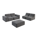 143.7" Modular Sectional Sofa Set with Removable Ottoman,Tufted Deep Seat Couch, Modern DIY Sparkling Chenille Sofa, Gray