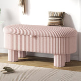 Modern Storage Ottoman Corduroy Upholstered Bench Bedroom Storage Seat Entryway Shoe Bench for Living Room, Bedroom and Entryway