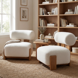 27.25" Modern Boucle Lounge Chair with Solid Wood Frame and Rolled Backrest, Soft and Durable Boucle Upholstery, Ideal for Living Room, Bedroom, or Office