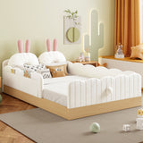 Twin Size Upholstered Platform Bed with Pillows and Storage Bags