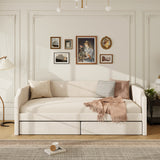 Twin Size Velvet Upholstered Daybed, 2-in-1 Sofa Bed with 2 Drawers for Bedroom, Living Room, Apartment