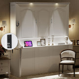 Queen Size Murphy Bed with Desk,LED Lights and USB Charging Station