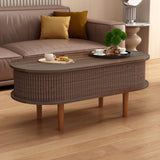 40" Fluted Lift Top Coffee Table, Oval Center Table with Hidden Storage Compartment for Living Room, Bedroom, Office, Apartment