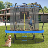 Trampoline with Basketball Hoop, Enclosure net and Ladder, Outdoor Trampoline for Kids, Recreational Backyard Trampoline