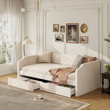 Twin Size Velvet Upholstered Daybed, 2-in-1 Sofa Bed with 2 Drawers for Bedroom, Living Room, Apartment