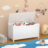 Kids Wooden Toy Box Storage with Safety Hinged Lid for Ages 2+