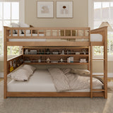 Full over Full Bunk Bed with Integrated Shelving, Color-Changing Lights and Pegboard