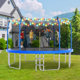 Trampoline with Lights and Basketball Hoop, Outdoor Recreational 16" Trampoine for Kids and Adults