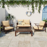 4 Pieces Outdoor Sofa Set 4-person Patio Seating Group Outdoor Conversation Set with Cushions and a Coffee Table for Patios, Gardens, or Balcony
