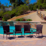 PE WICKER STACKING CHAIR,4PCS