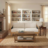 Mid-century Loveseat Sofa 70.9" Sofa Couch with Rattan Armrests&Wooden Legs for Living Room