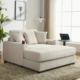 Oversized Chaise Lounger Modern Style Sofa Couch ,with Pillows, Charge Station & Cup Holders, Chenille Fabric