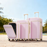 Luggage Set of 3, 20inch with USB Port, front opening design Airline Certified Carry on Luggage, ABS Hard Shell Luggage with Spinner Wheels