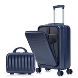 14"/20" 2 pcs/set in ABS Spinner Wheel Luggage, with Combination Lock and Front Opening Design, 14" Cosmetic Case