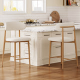Set of 2 Counter Height Bar Stools, Upholstered Bar Chairs with Metal Legs for Kitchen Island, Dining Room