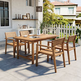 5-Piece Outdoor Acacia Wood Outdoor Dining Set of 4,59.06-Inch Rectangular Table with Umbrella Hole,Suitable for Patio, Lawn, Garden, Poolside, & Indoor Use
