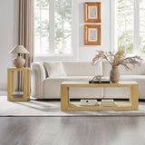 Modern 2 tier Rectangle Coffee Table Set for Living Room,Easy Assembly Coffee Tables, End Side Tables for Bedroom Office,Natural Color