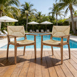 Durable Outdoor Dining Chair with Acacia Wood Frame, Handwoven Wicker Seat, Teak Finish, Patio Garden Furniture