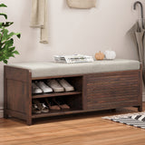 Shoe Bench with Storage and Cushion, Distressed Shutter Storage Bench with Retro Charm for Living Room, Entryway
