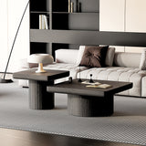 Modern Wood Nesting Coffee Table Set, 2-Piece Coffee Table with Cylindrical & Fluted Pedestal, Minimalist Center Table & Side Table for Wabi-Sabi Decor, Versatile Nesting Tables for Living Room