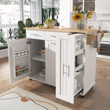 Kitchen Island with Drop Leaf, Kitchen Storage Cart with 3 Tier Pull Out Cabinet Organizer, Internal Storage Rack, Rolling Kitchen Cart on Wheels with Towel Rack, 2 Drawers, for Kitchen
