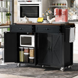 53.5''Farmhouse Kitchen Island with Power Outlet, Kitchen Storage Island with Drop Leaf, Spice Rack and Drawer, Rolling Kitchen Cart on Wheels, for Home, Kitchen and Dining Room
