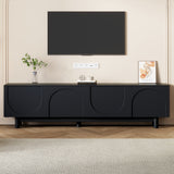 Graceful TV Stand with Arch Cabinets for TVs Up to 78'', Minimalist Entertainment Center with Solid Wood Legs, Practical Media Console with Adjustable Shelves for Living Room
