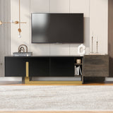 66.7'' Light Luxury TV Stand for TVs up to 70 Inches, Modern TV Cabinet with Metal Legs, 1 Drawer, 2 Cabinets and Adjustable Shelves for Living room