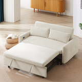 Pull-out Sofa Bed Convertible Couch 2 Seat Loveseat Sofa Modern Sleeper Sofa with Two Throw Pillows and USB Ports for Living Room, Beige