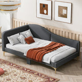 Upholstered Daybed with Headboard and Armrest, Support Legs
