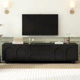 Cream Style TV Stand with Arched Doors & 2 Drawers for TVs up to 75", Minimalist Media Console with Rebound Device, Entertainment Center with 5 Iron Round Legs for Living Room, Bedroom