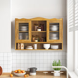 35.4"Retro 2 Door Sliding Cabinet Three Layers of Storage Space,Suitable for Bathrooms,Kitchens,Dining Rooms,Natural