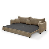 King Pull-out Sleeper Sofa Bed with 3 Pillows, 3-in-1 Convertible Sofa Velvet Upholstered Recliner Lounge Couch, Camel