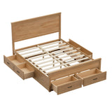 Queen Size Platform Bed Frame Storage Bed with 6 Drawers